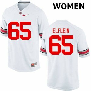 Women's Ohio State Buckeyes #65 Pat Elflein White Nike NCAA College Football Jersey Stability XBW2144VG